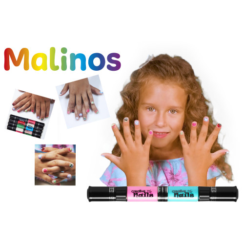 Детский лак-карандаш для ногтей Malinos Creative Nails на водной основе (2 цвета Белый + Малиновый) - изображение 10