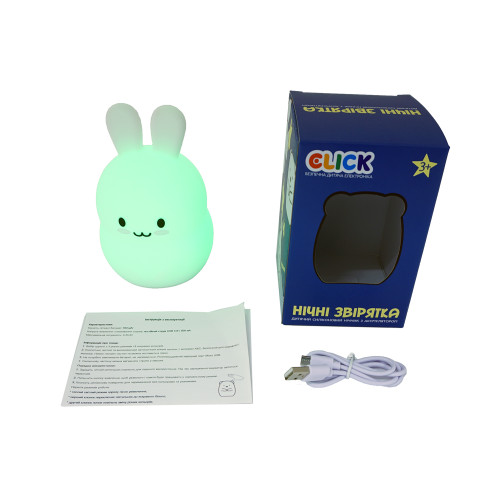 Детский ночник-игрушка Click "Hічні звірятка" Зайчик 14 см - изображение 10