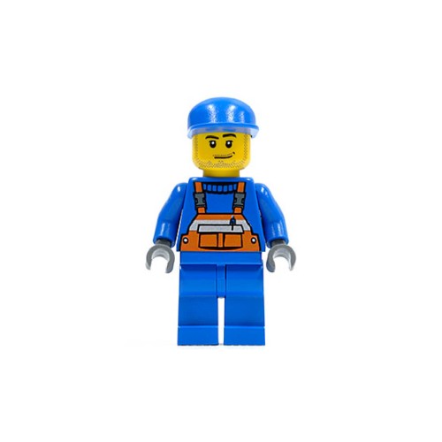 Конструктор LEGO Overalls with Safety Stripe Orange, Blue Legs, Blue Cap, Smirk and Stubble Beard 1 деталей (cty0042-used)
