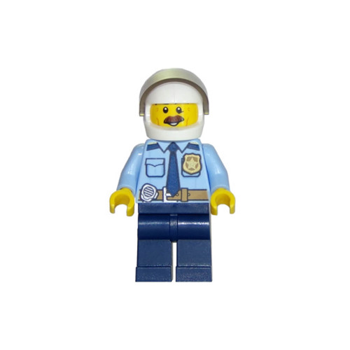 Конструктор LEGO Police - City Shirt with Dark Blue Tie and Gold Badge, Dark Tan Belt with Radio, Dark Blue Legs, White Helmet 1 деталей (cty0703)