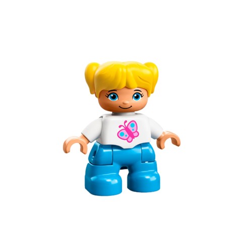 Конструктор LEGO Child Girl - Dark Azure Legs, White Top with Pink Butterfly 1 деталей (47205pb037-used)