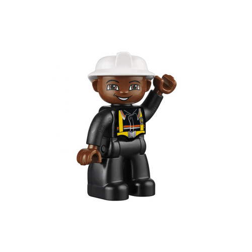 Конструктор LEGO Duplo Figure Lego Ville, Male Fireman, Black Legs, Brown Hands, White Helmet, Brown Face 1 деталей (47394pb076)